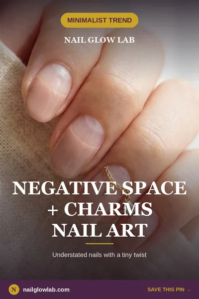 Negative Space Nails With Charms: The Minimalist Trend With A Twist